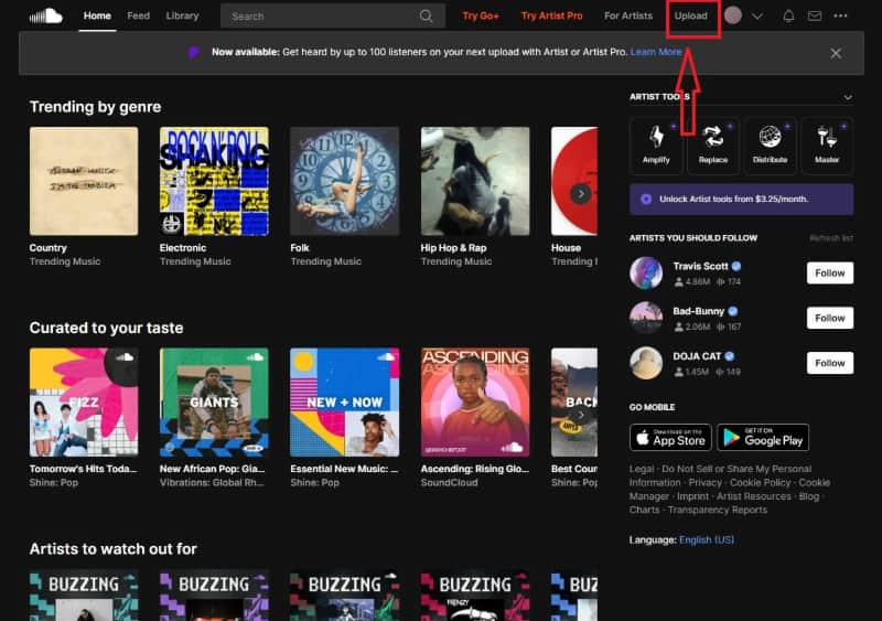 Click The Upload Label At The Top Right Corner