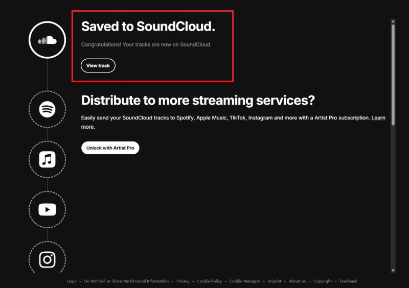 Upload To Soundcloud Successfully