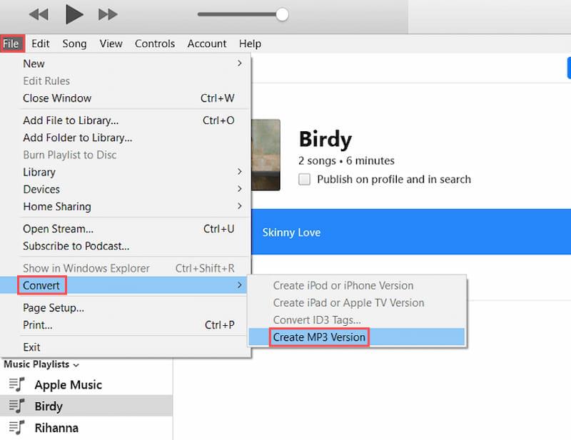 Create MP3 in iTunes